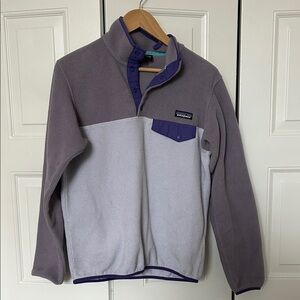Patagonia Two-Tone Fleece Pullover in Purple and Gray
